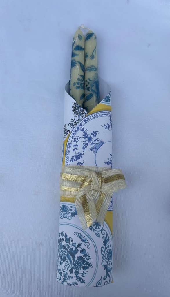 Blue Decoupage Candles