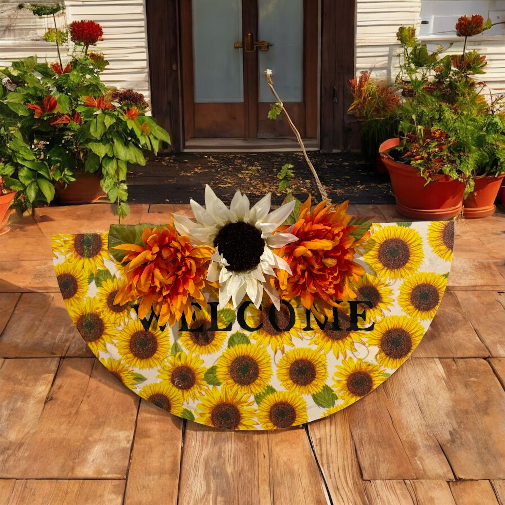 Sunflowers welcome sign